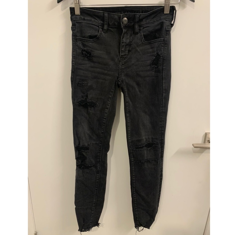 2/$50 American Eagle Black Ripped Skinny Jeans